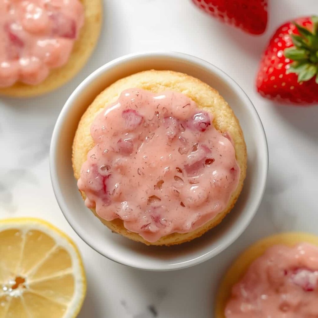Strawberry Cake Mix Cookies Lemon Glaze