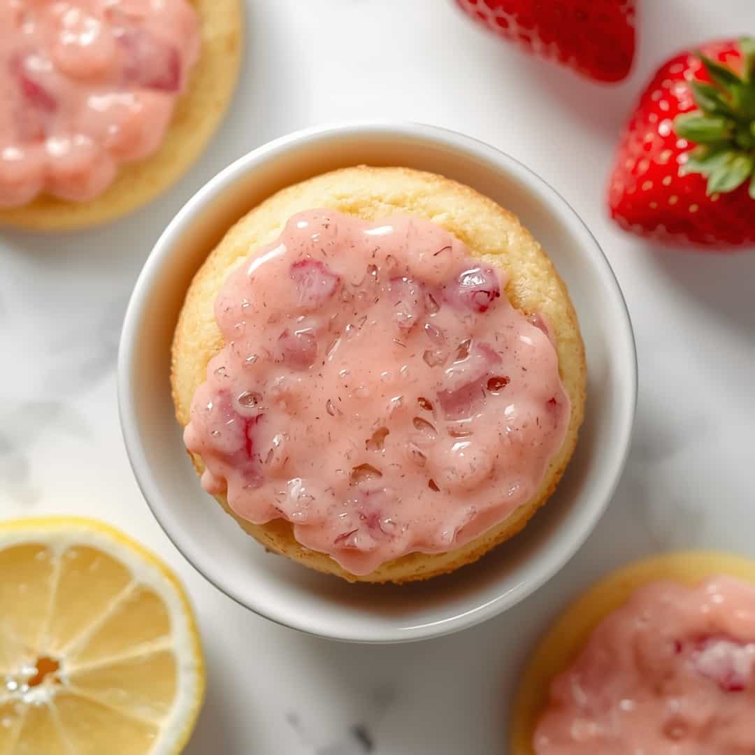Strawberry Cake Mix Cookies Lemon Glaze