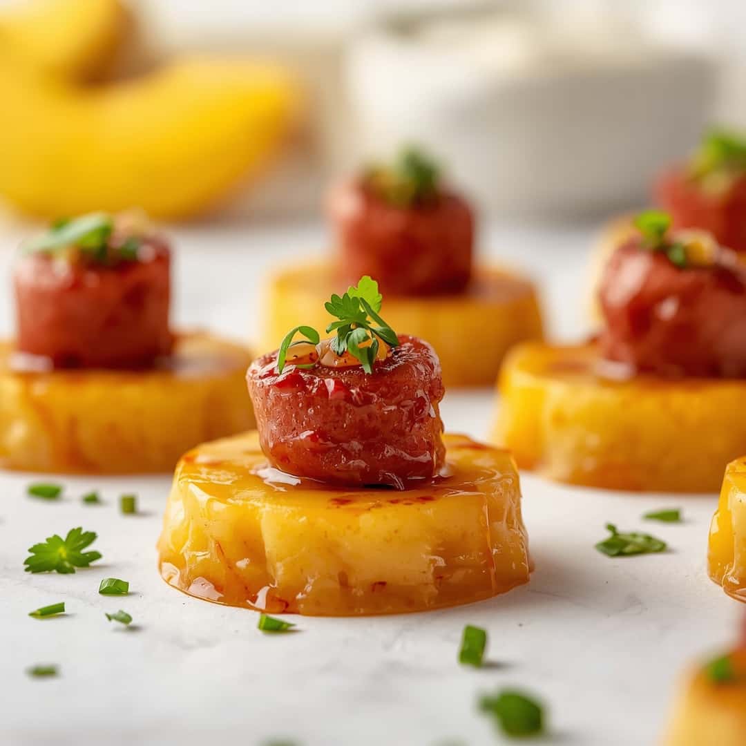 Sweet Tangy Glazed Kielbasa Pineapple Bites