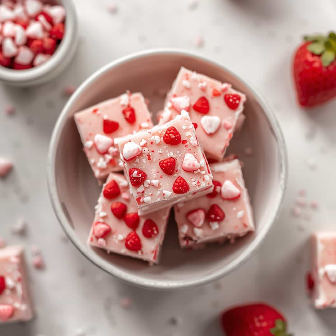 Valentine's Day Cake Batter Fudge