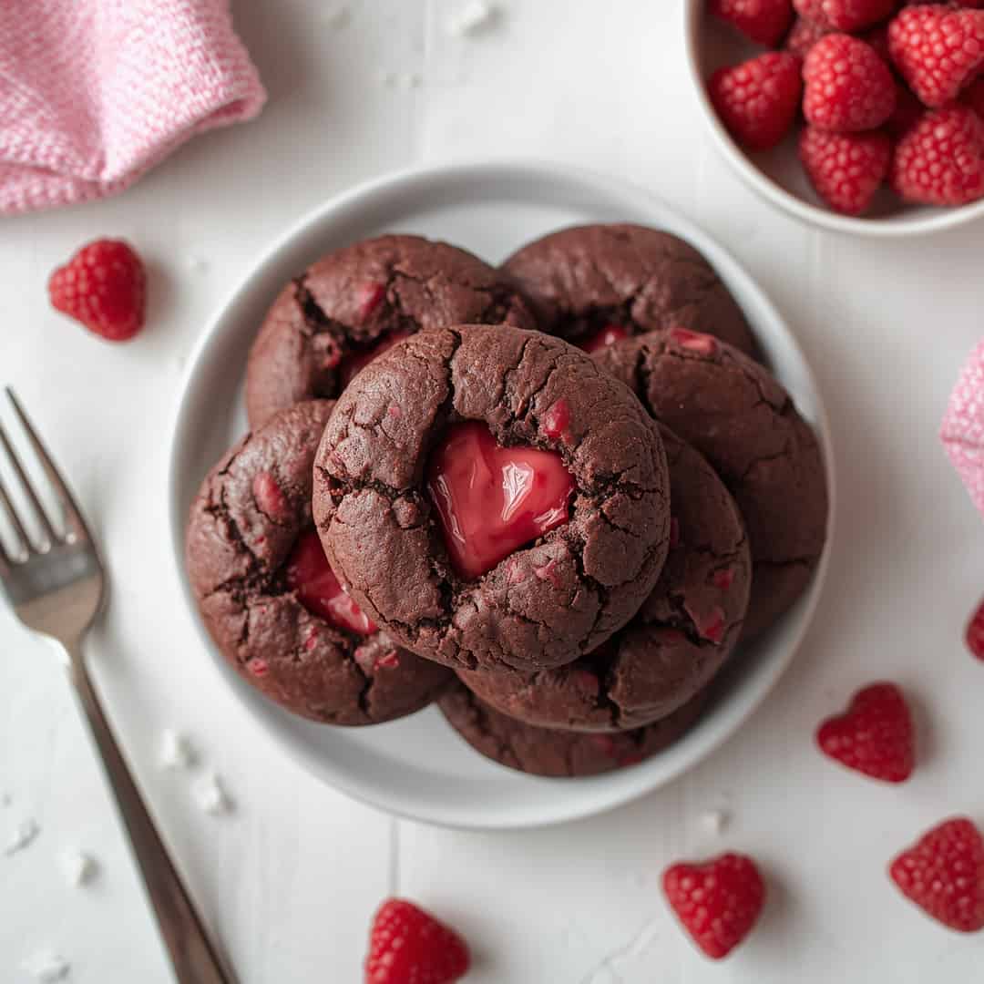 Valentine's Day Chocolate Raspberry Cookies