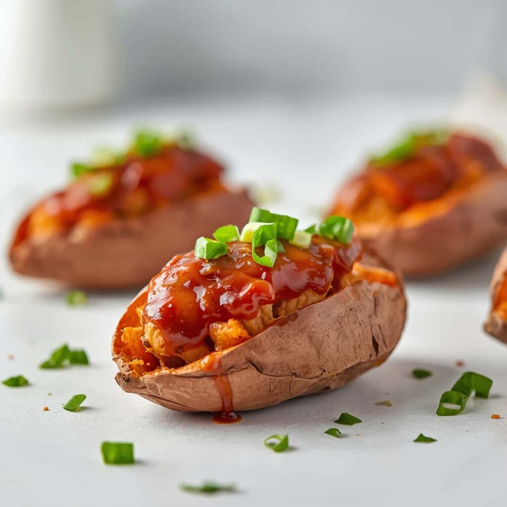 BBQ Chicken Stuffed Sweet Potatoes
