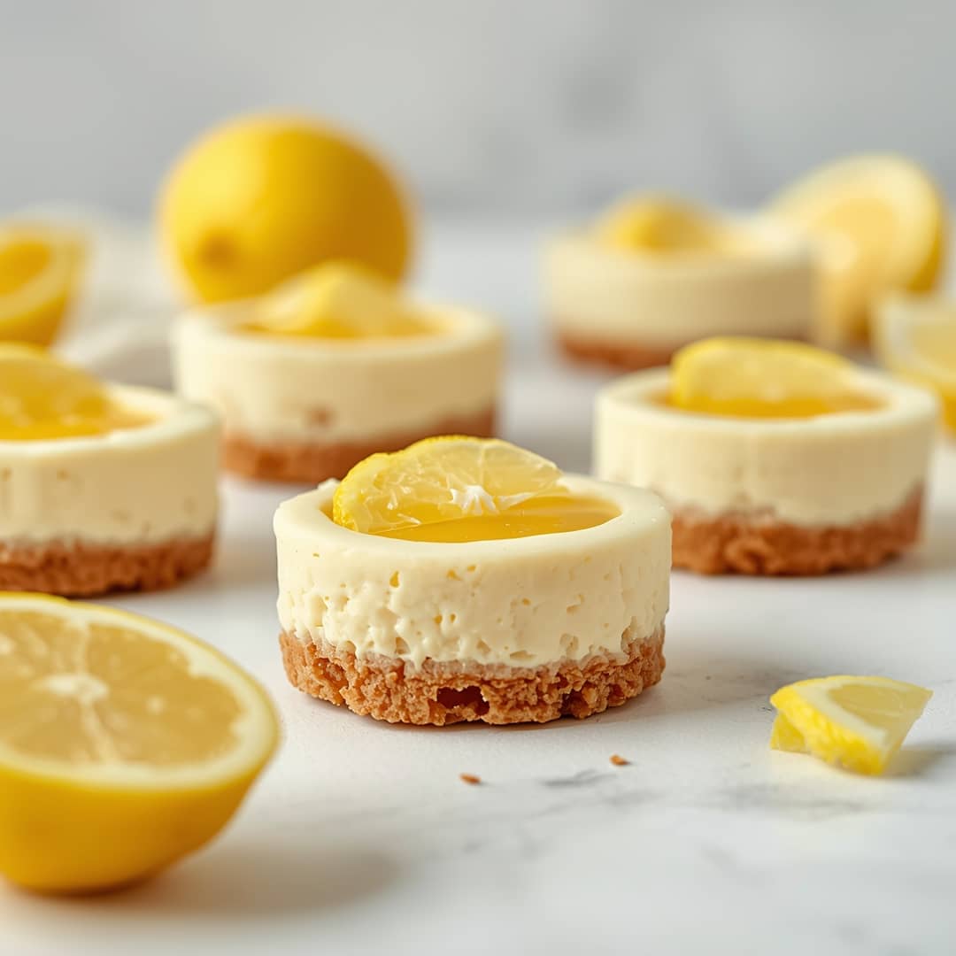 Bright Creamy Lemon Mini Cheesecakes