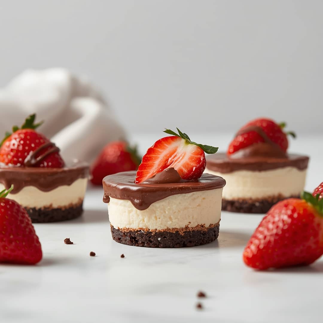Chocolate Covered Strawberry Mini Cheesecakes