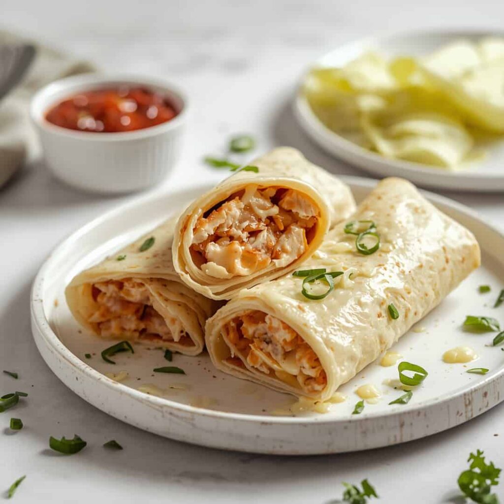 Cozy Cheesy Garlic Chicken Wraps