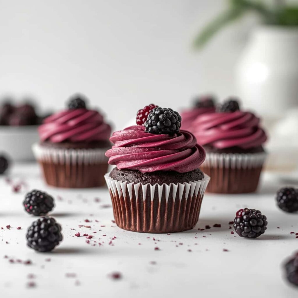 Dark Chocolate Blackberry Cupcakes