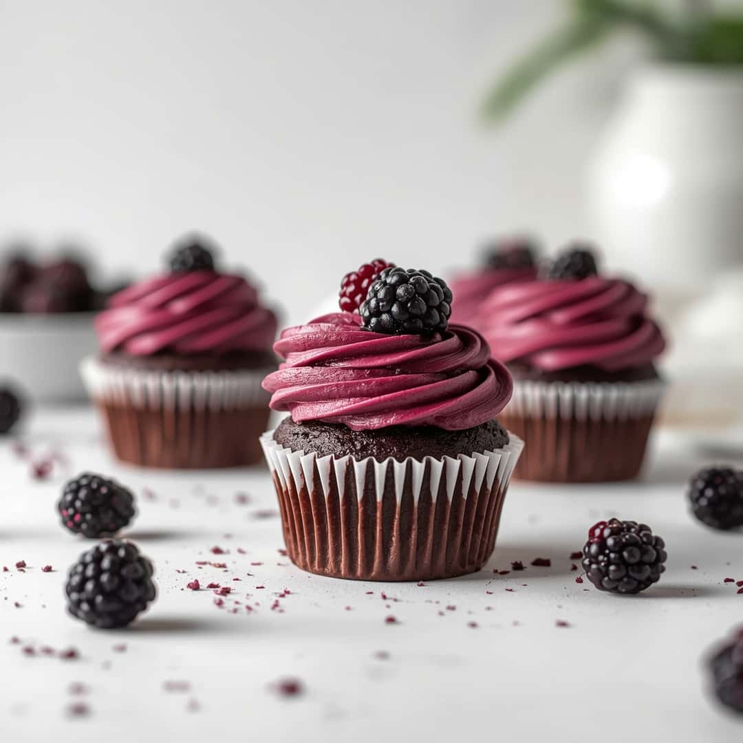 Dark Chocolate Blackberry Cupcakes