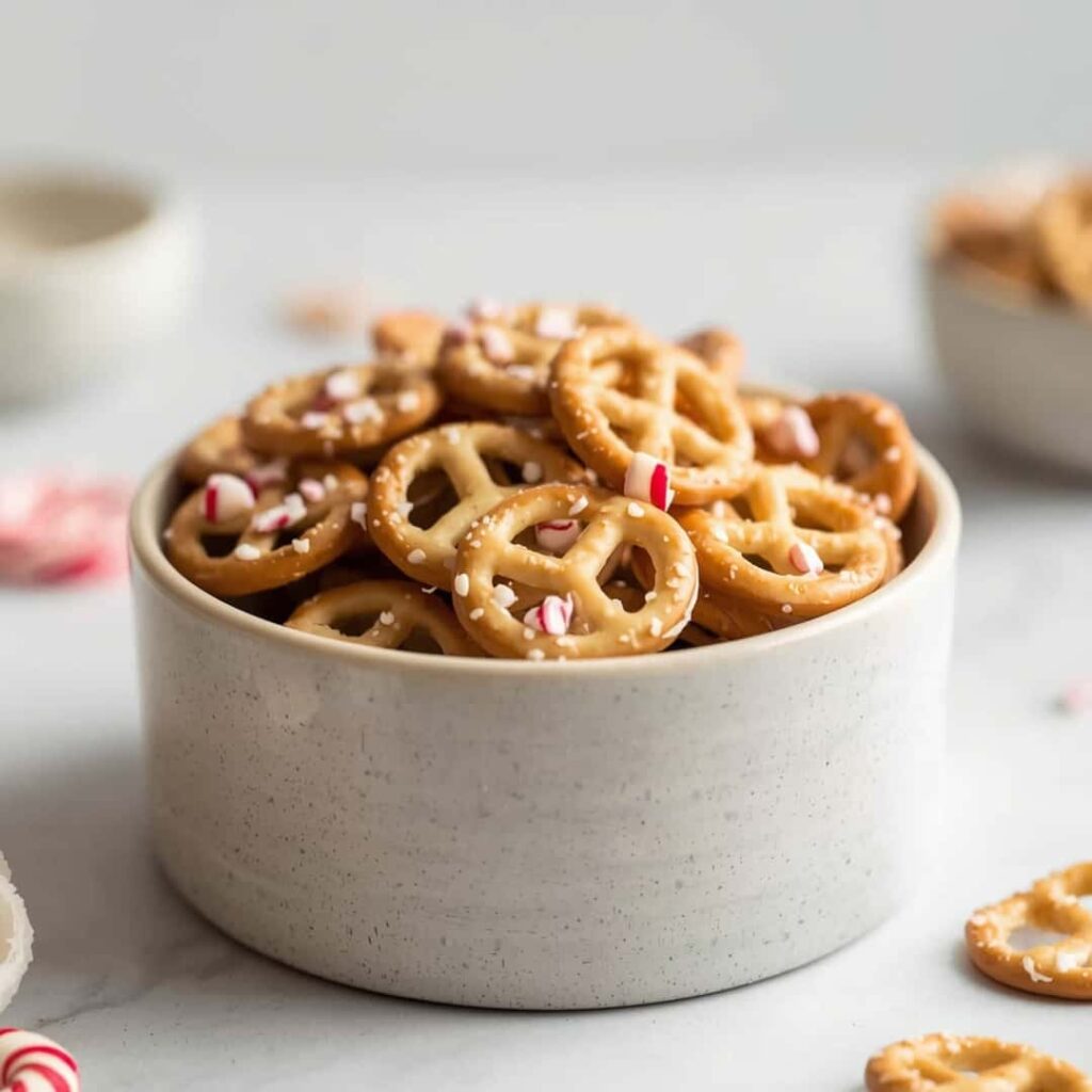 Easy White Chocolate Peppermint Pretzel Crisps