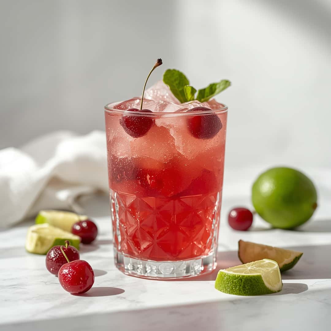 Honey Sweetened Fresh Cherry Limeade