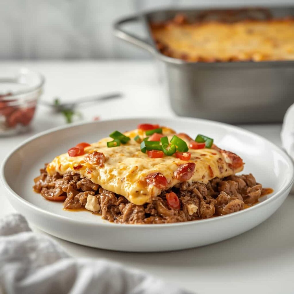 Low Carb Philly Cheesesteak Casserole