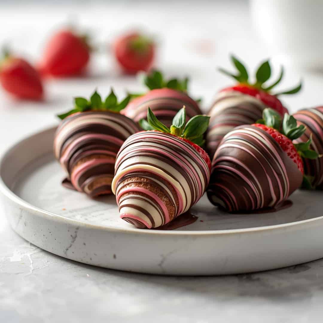 Marbled Rainbow Chocolate Strawberries