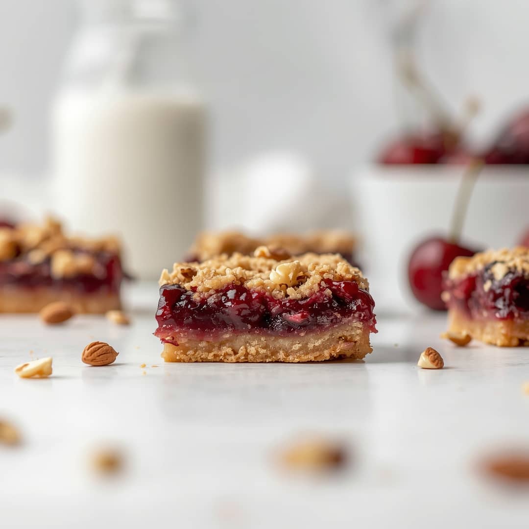 Moist Gluten Free Cherry Almond Crumble Bars