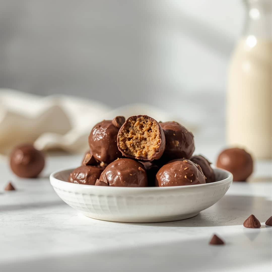 No-Bake Chocolate Peanut Butter Protein Balls 2 No-Bake Chocolate Peanut Butter Protein Balls
