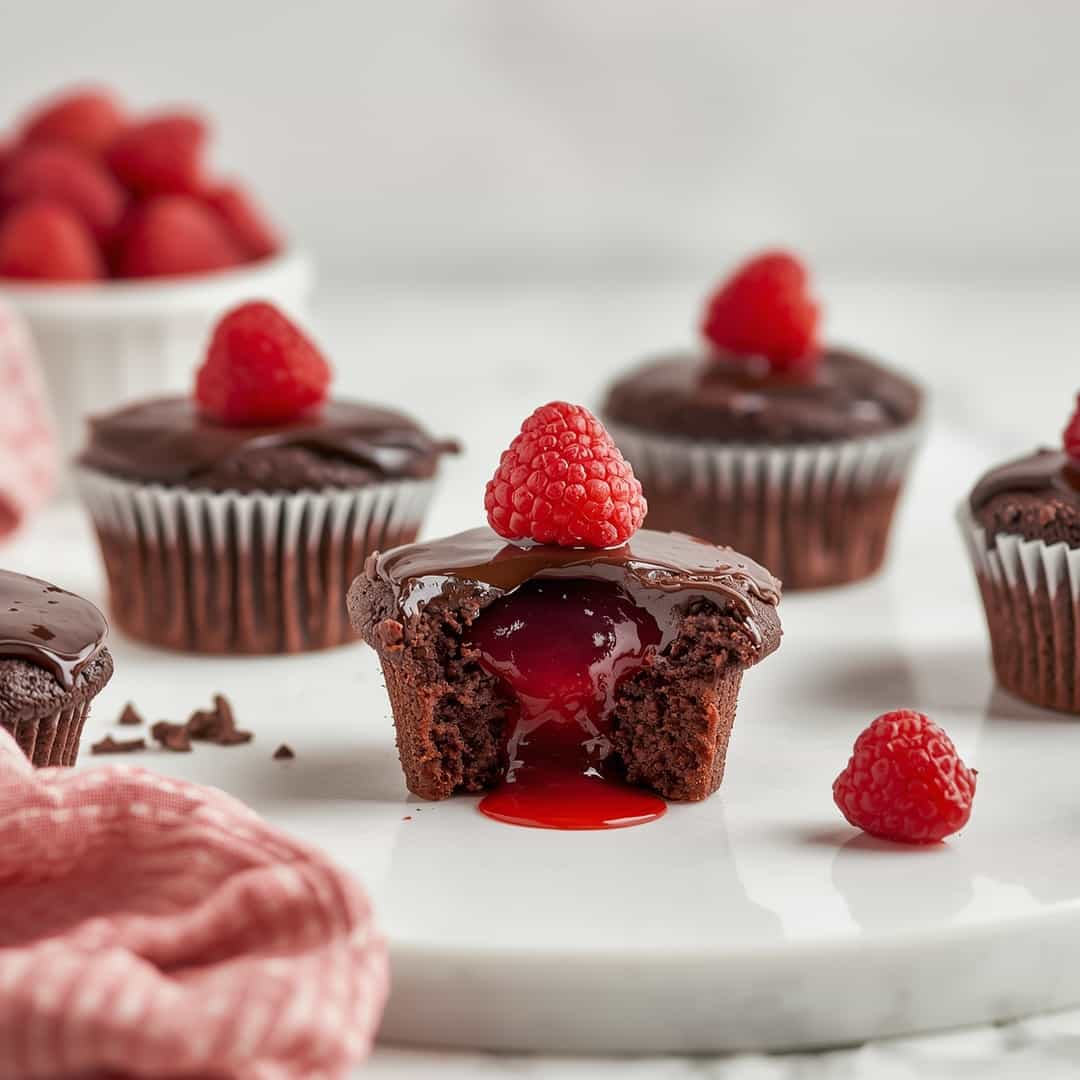 Raspberry Chocolate Lava Cupcakes