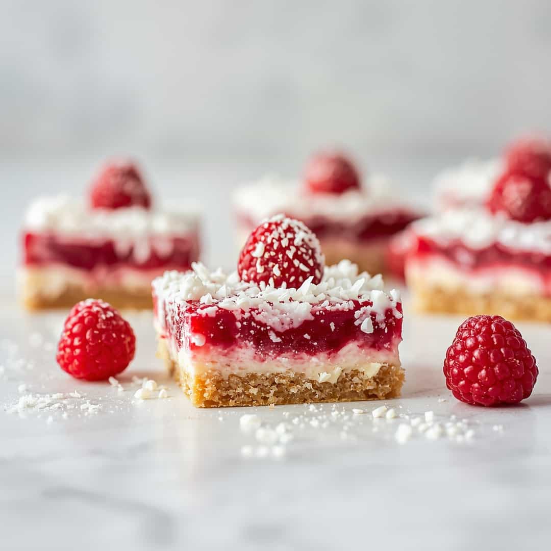 Raspberry Coconut Squares 2 Raspberry Coconut Squares