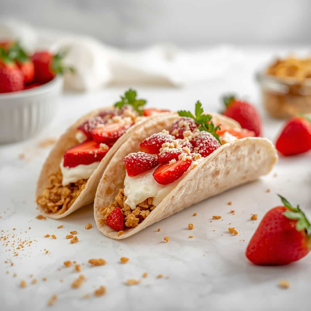 Strawberry Crunch Cheesecake Tacos 2 Strawberry Crunch Cheesecake Tacos