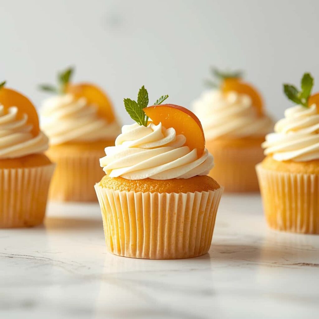 Sweet Peach Bellini Cupcakes