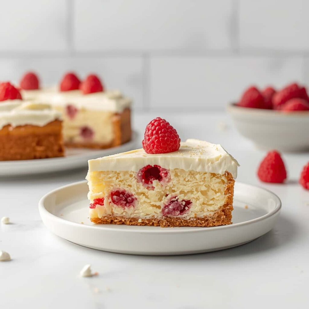 White Chocolate Raspberry Poke Cake