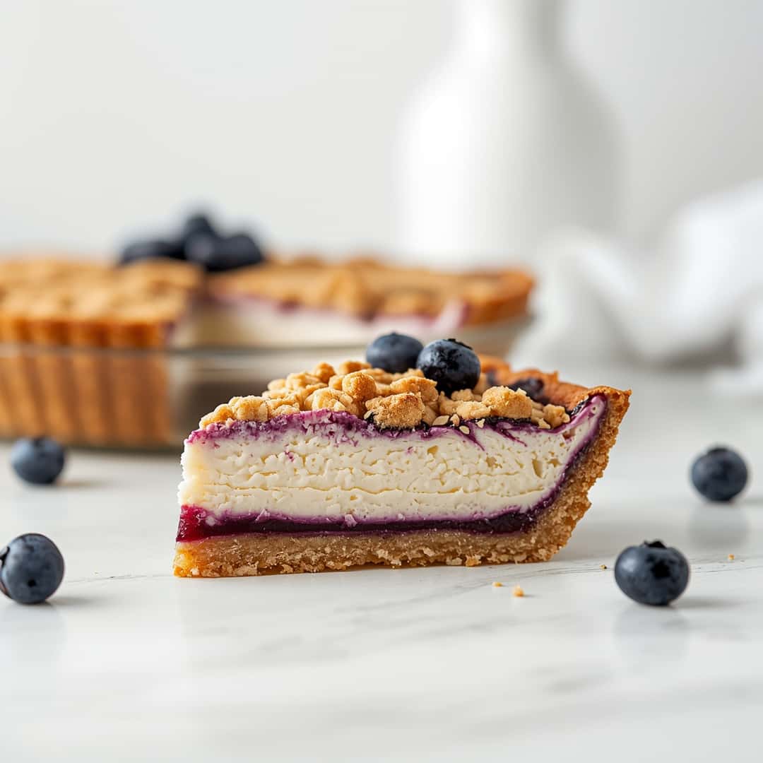 Blueberry Crumble Cheesecake Pie