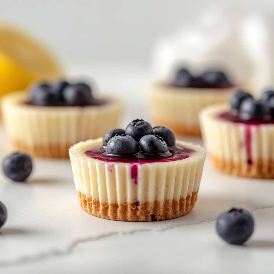 Juicy Mini Lemon Blueberry Cheesecakes