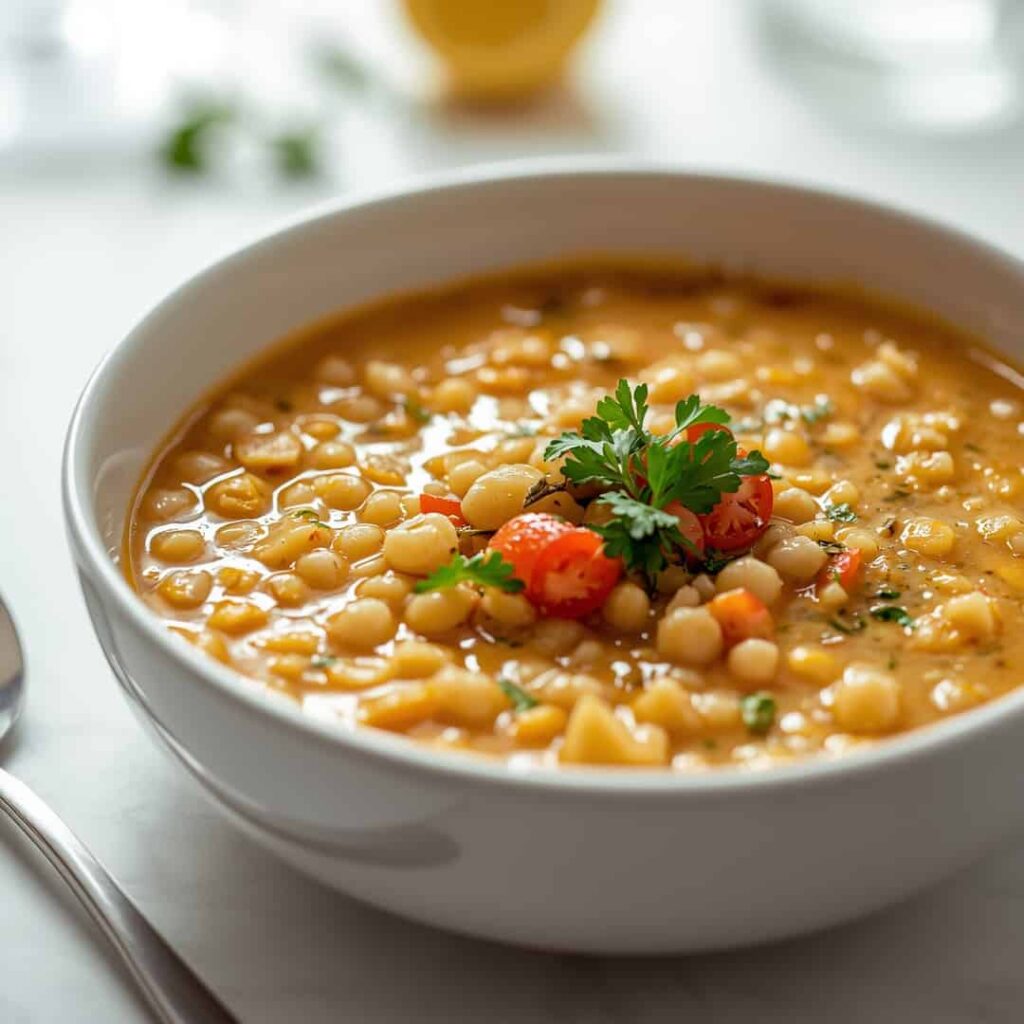 Lemony Orzo Chickpea Soup