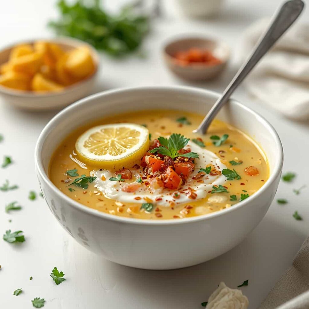Vegetarian Lemon Rice Soup