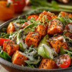 Healthy Roasted Sweet Potato Salad with Dressing