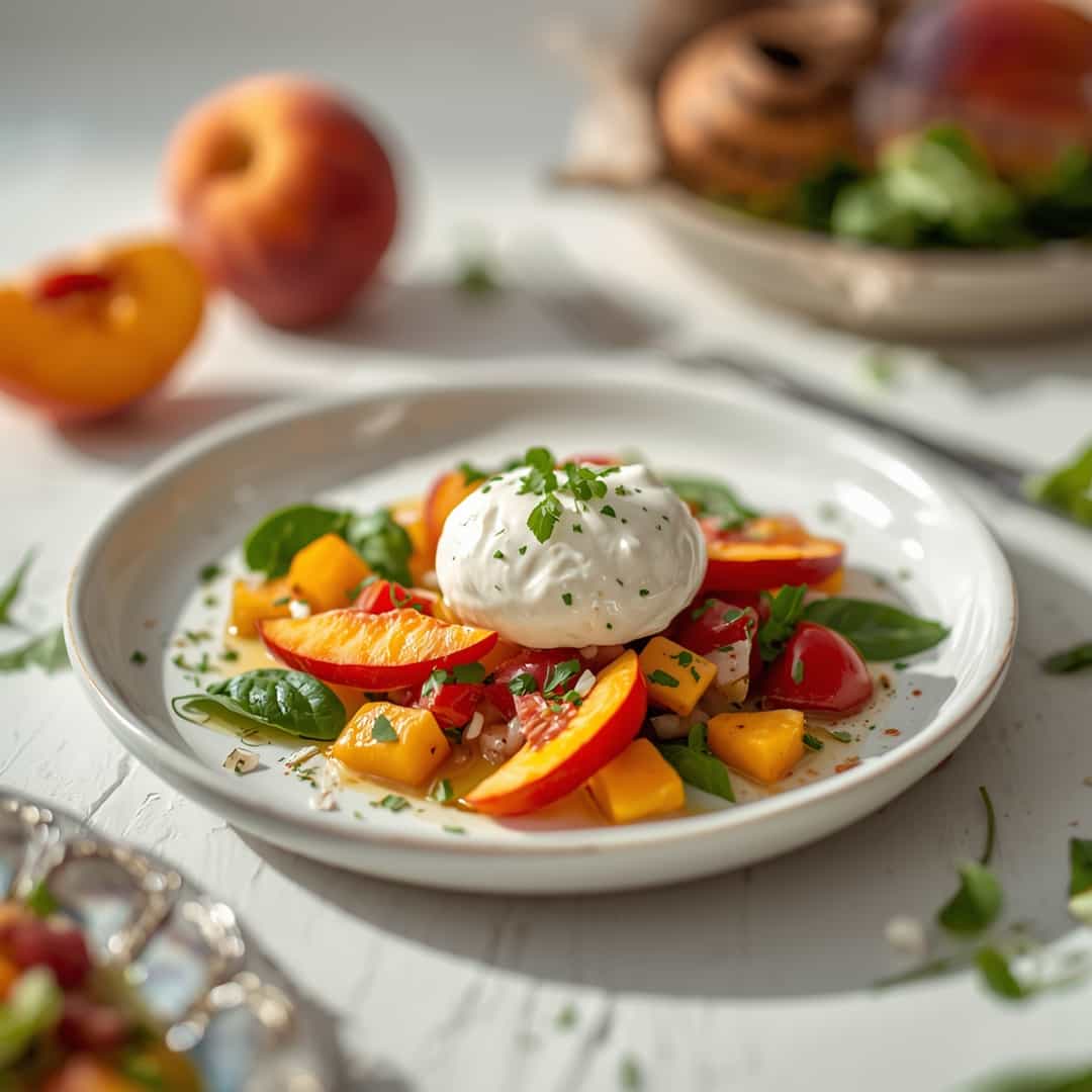 Burrata peach summer salad fresh