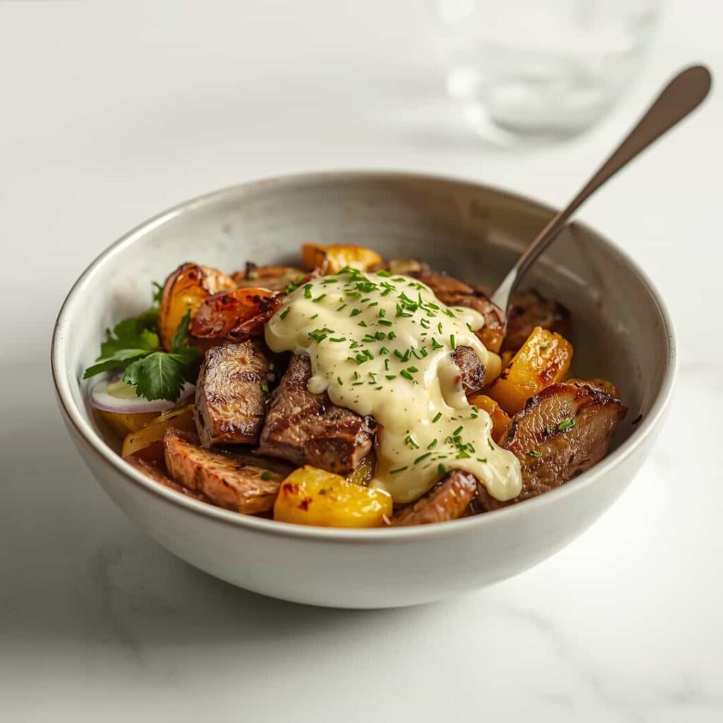 Grilled Steak Bowl with Creamy Sauce