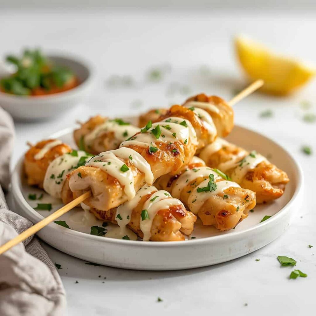 Ranch Garlic Parmesan Chicken Skewers