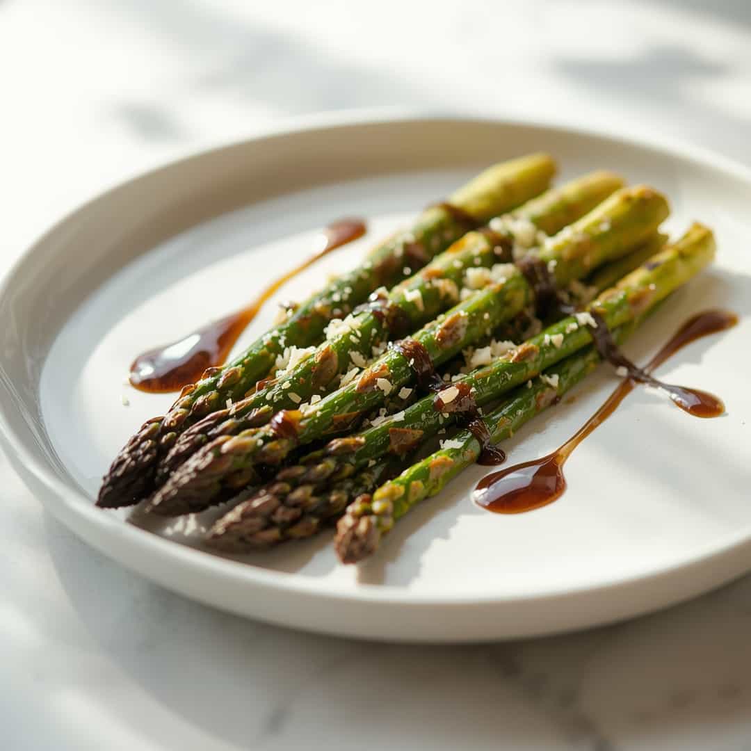 Roasted asparagus with parmesan balsamic