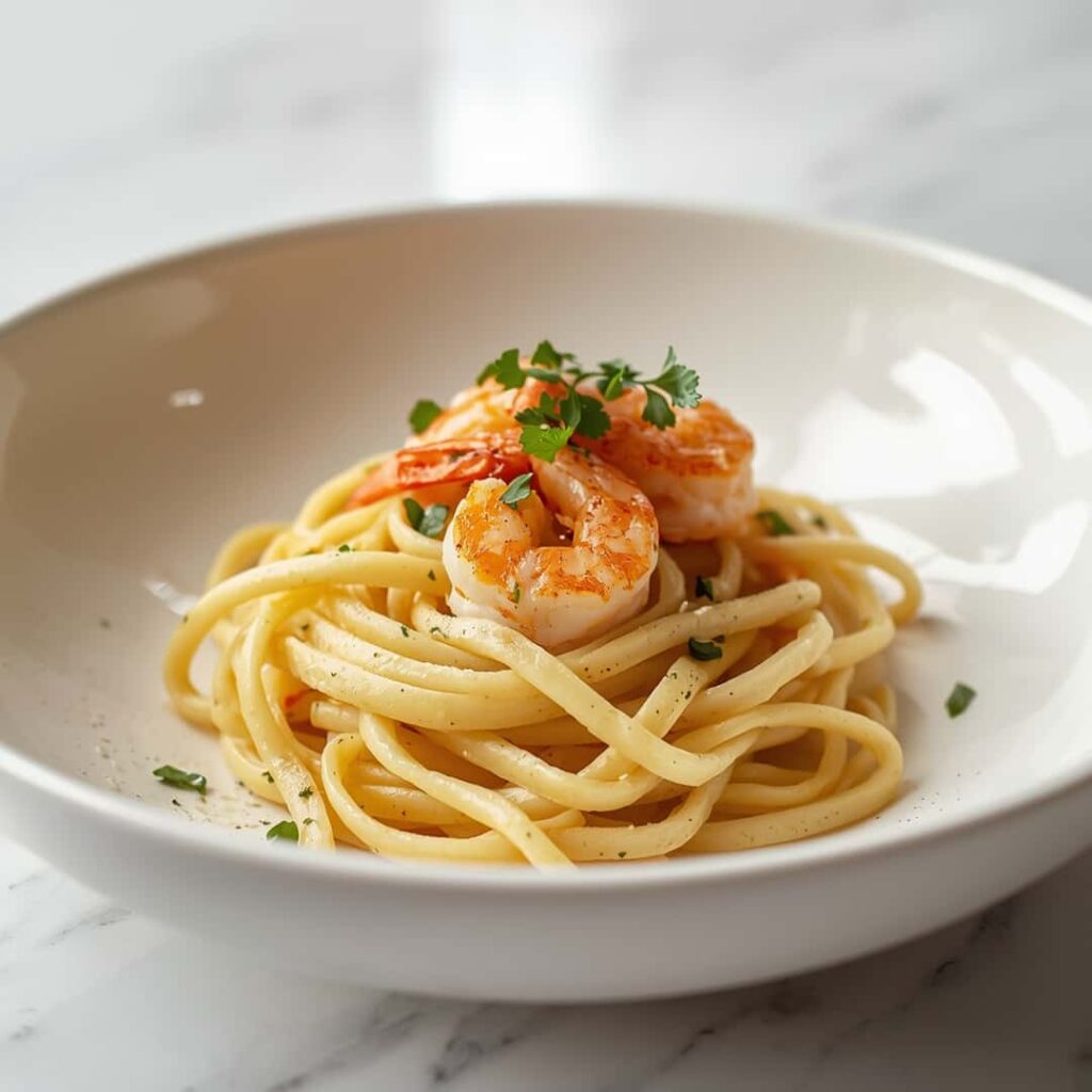 garlic butter shrimp linguine