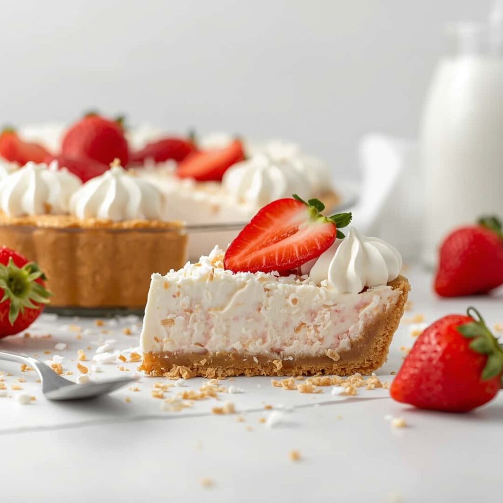 strawberry coconut cream pie tropical no bake treat