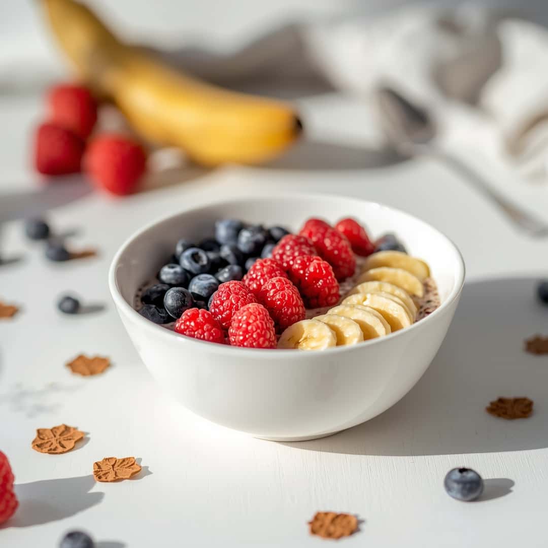 Healthy banana berry yogurt bowl