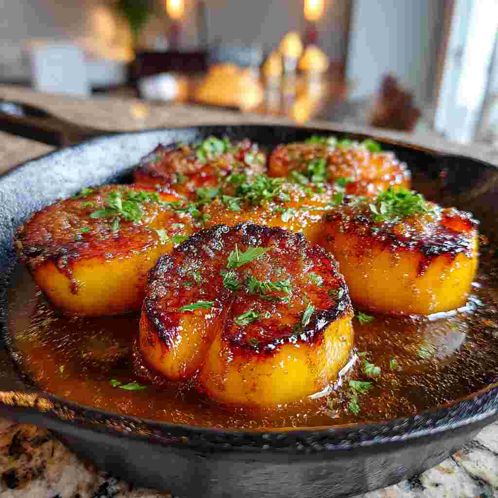 Pan Fried Peaches Sugar Cinnamon