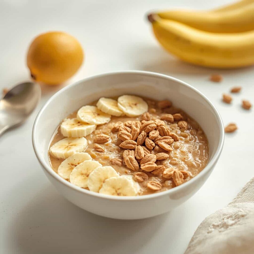 Peanut banana oat bowl healthy breakfast