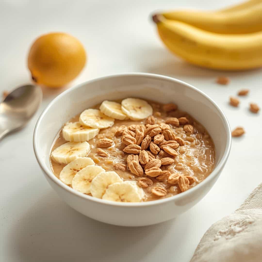 Peanut banana oat bowl healthy breakfast 2 Peanut banana oat bowl healthy breakfast
