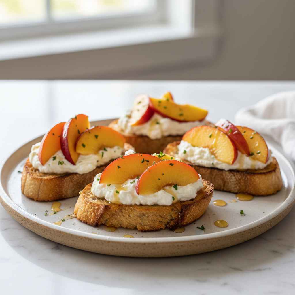 Best Peach Bruschetta with Whipped Ricotta