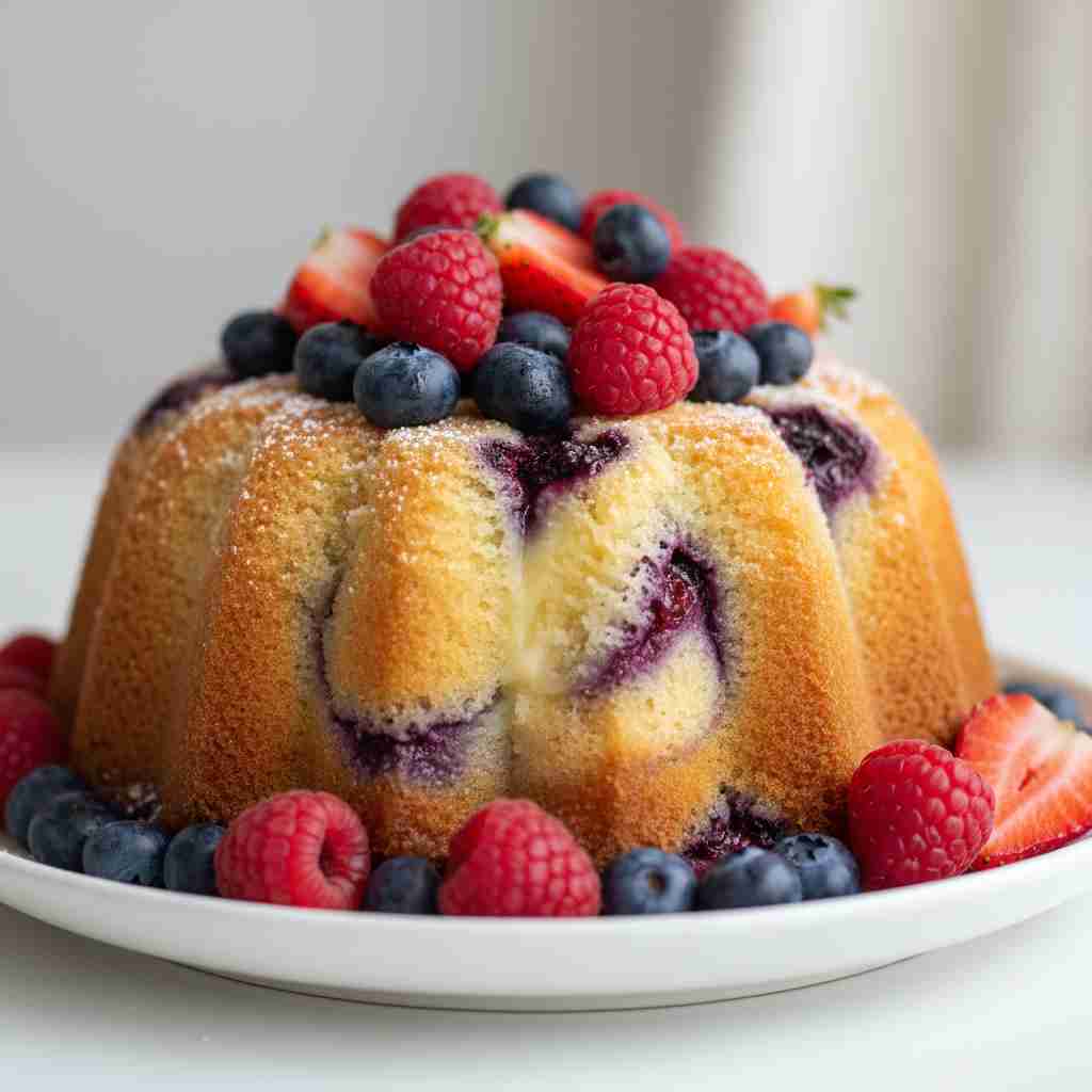 cream cheese pound cake with summer berries