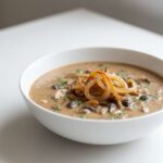cream of mushroom soup with caramelized onions