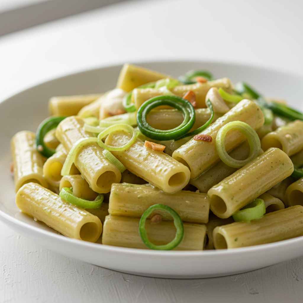 Creamy Leek Garlic Scape Rigatoni 2 Creamy Leek Garlic Scape Rigatoni
