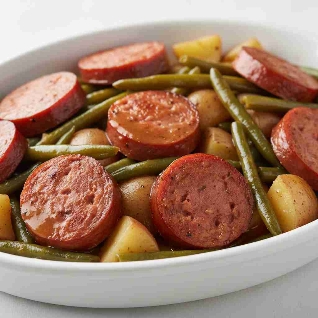 Crockpot Kielbasa and Green Beans