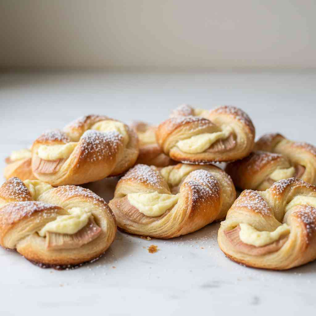 Easy Rhubarb Cream cheese Danish Twists