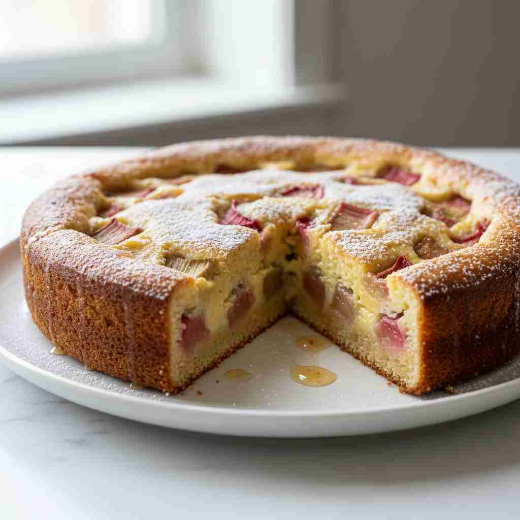Easy Rhubarb Custard Cake 2 Easy Rhubarb Custard Cake