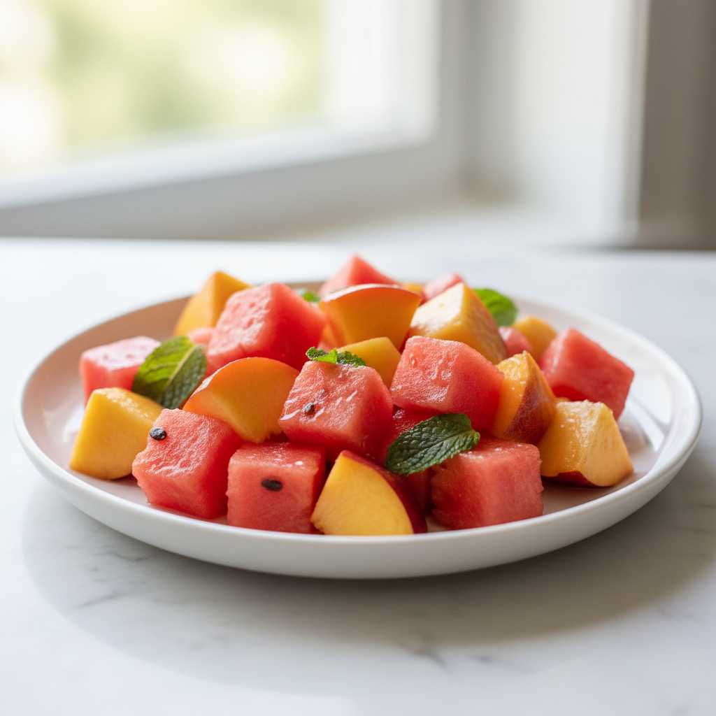 Easy Summer Peach Watermelon Salad