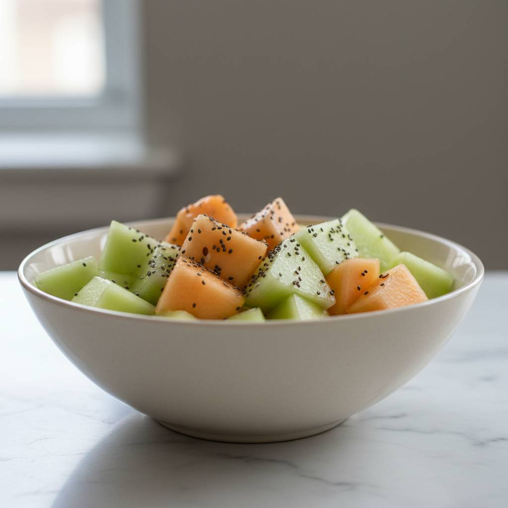 fiber rich honeydew fruit bowl with seeds