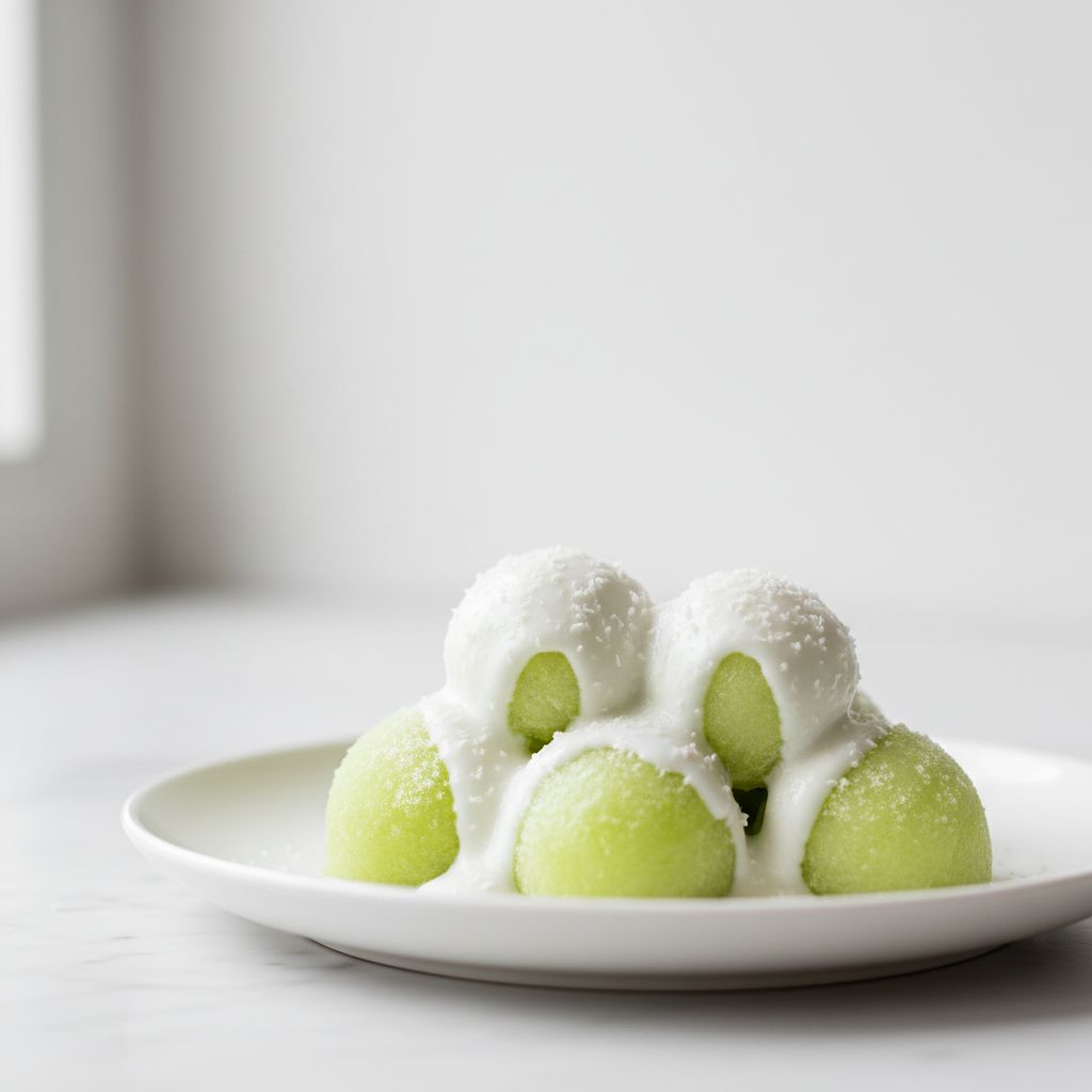 frozen honeydew dessert with coconut cream