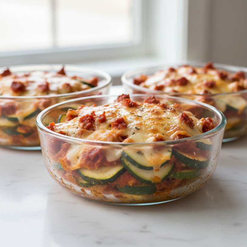 healthy zucchini pizza casserole meal prep bowls featured 1 - Healthy zucchini pizza casserole meal prep bowls