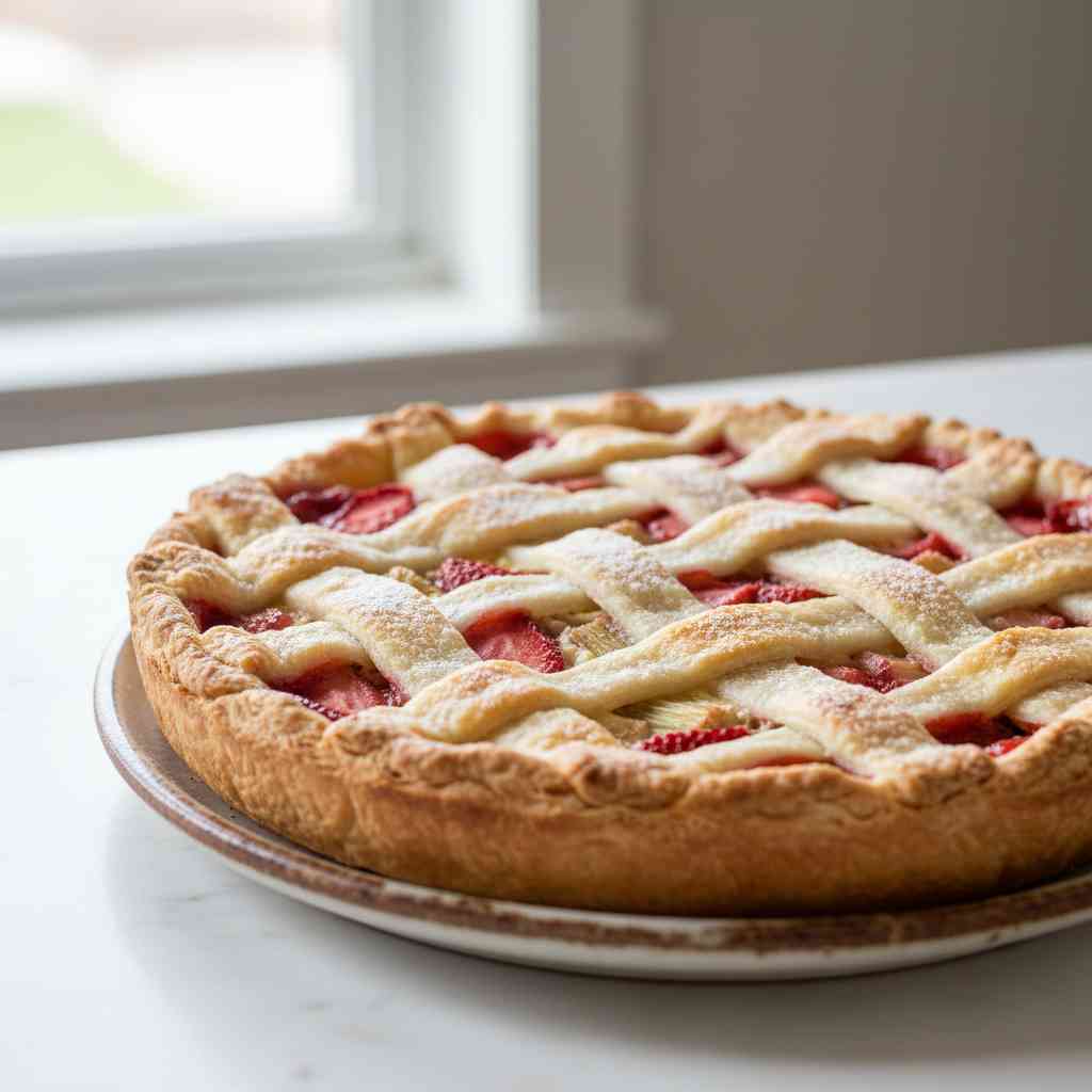 Homemade Strawberry Rhubarb Custard Pie