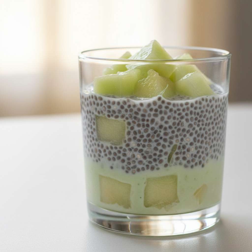 honeydew chia pudding with almond milk